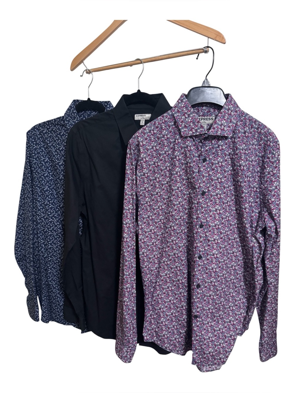 👔✨ Men’s Express Fitted Long Sleeve Button-Up Shirts – Size M ✨👔
